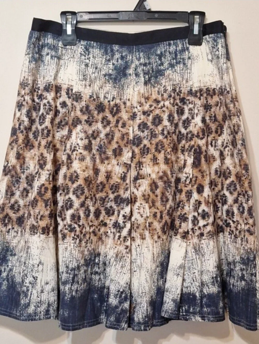 SPANNER Leopard Print Abstract Cotton A-Line Skirt Size 10 - Picture 2 of 5